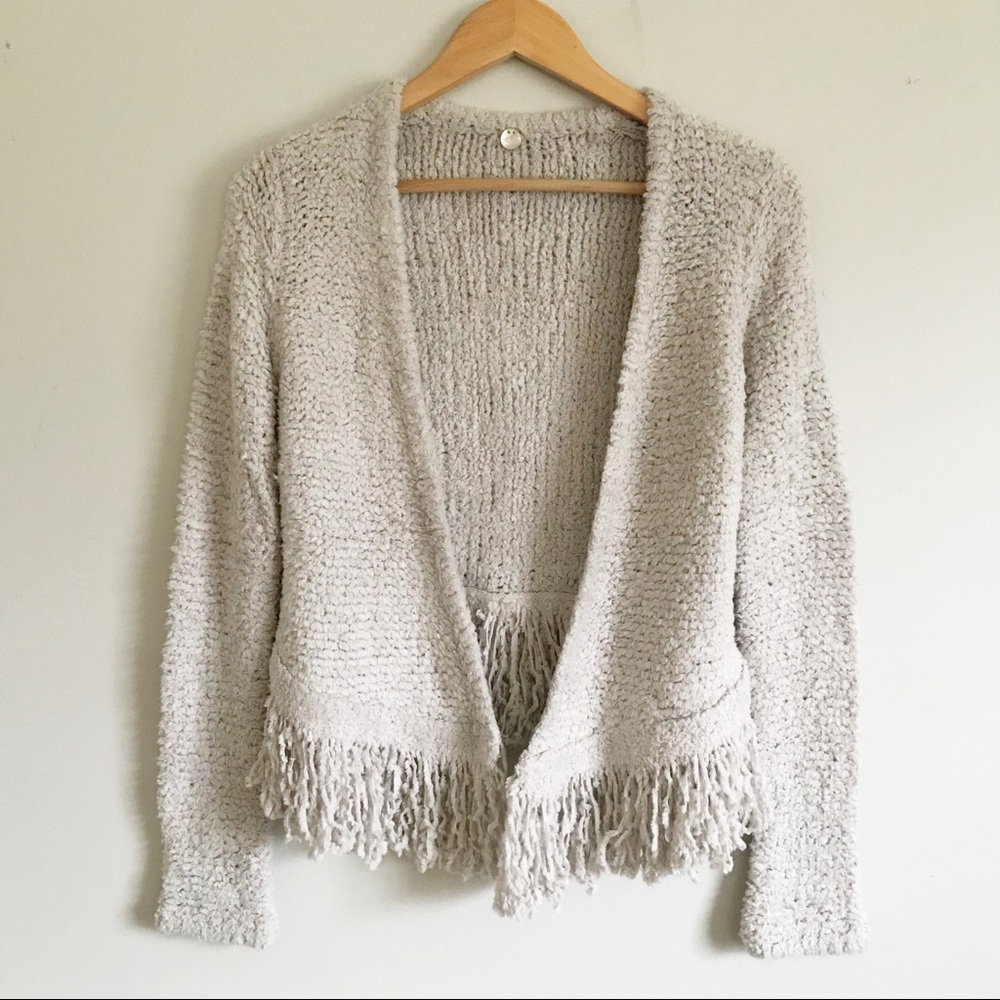 Margaret O'leary Women's XS Samantha Cashmere Blend Fringe Jacket Cardigan Cozy